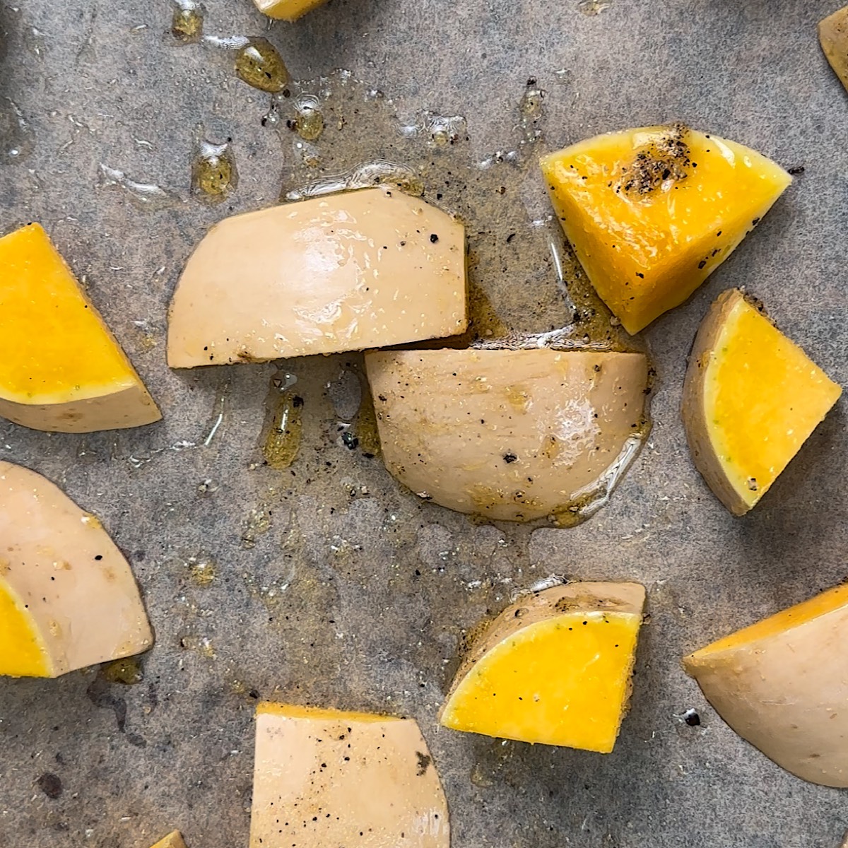 butternut squash on sheet pan.