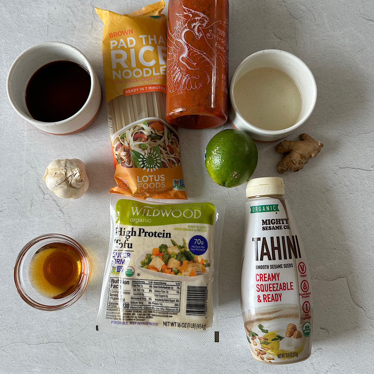 ingredients for tahini noodles