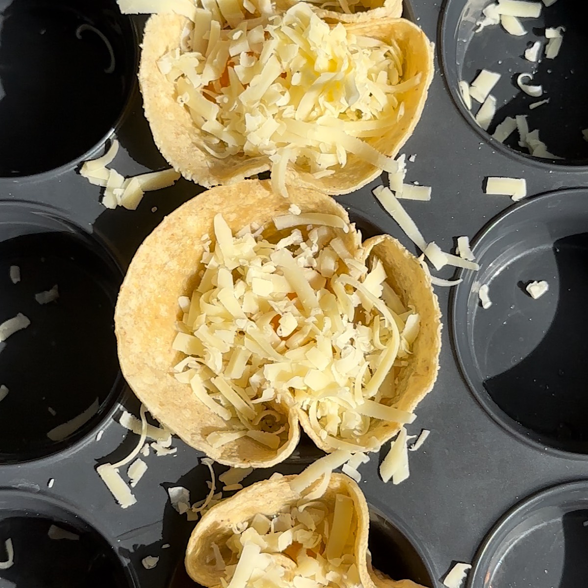 taco cups in muffin tin