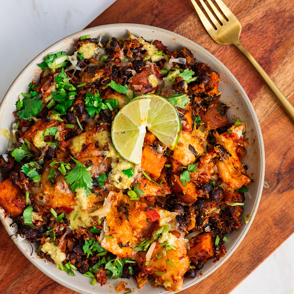 one pan sweet potato black bean enchilada skillet