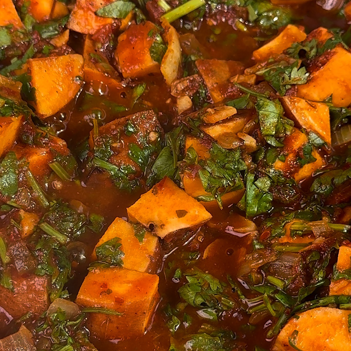 sweet potatoes in skillet