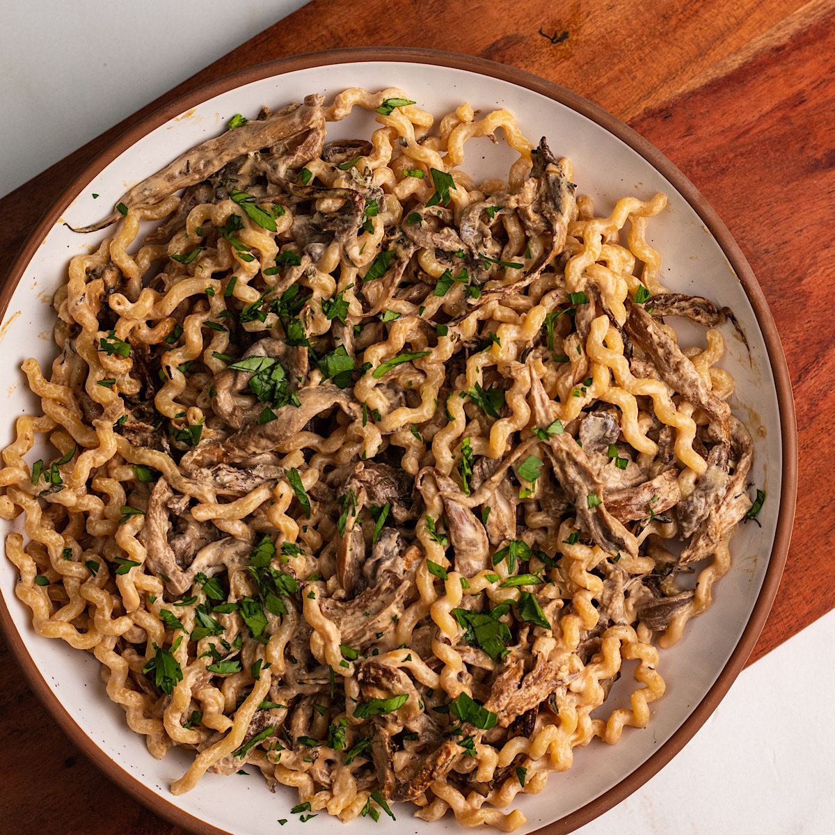 baked goat cheese oyster mushroom pasta