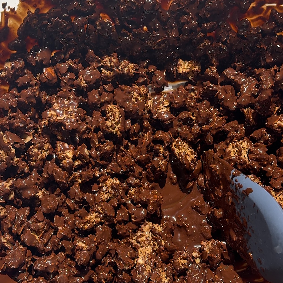 granola and chocolate in bowl