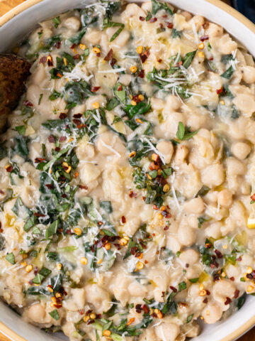 Creamy Spinach Artichoke Beans (high protein)