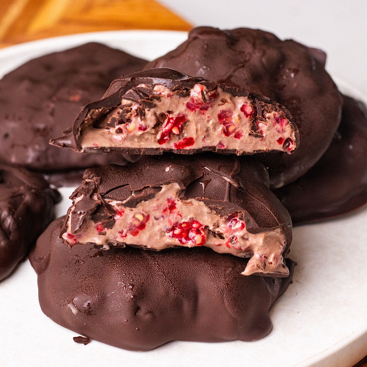 chocolate raspberry protein yogurt clusters