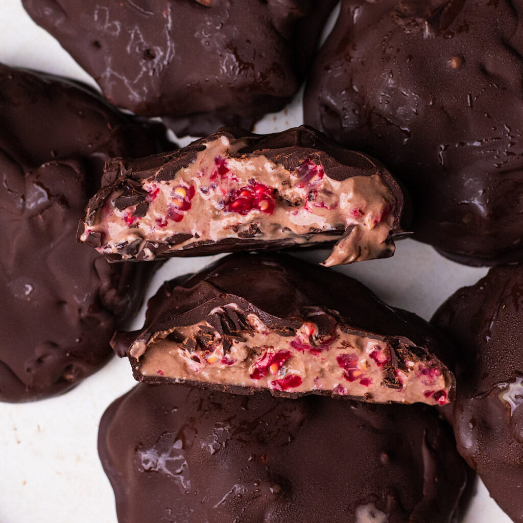 chocolate raspberry protein yogurt clusters