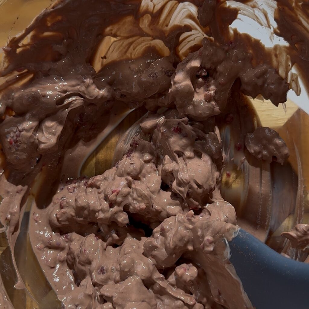 chocolate raspberry mixture in bowl
