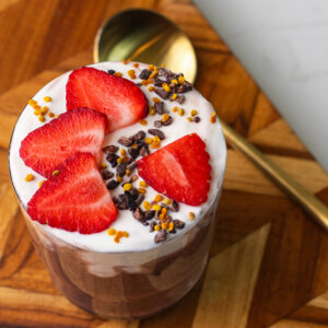 Chocolate Strawberry Chia Pudding (high protein)