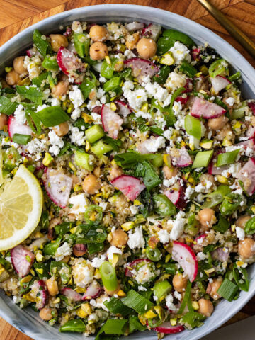 Spring Quinoa Snap Pea Salad with Lemon Garlic Dressing