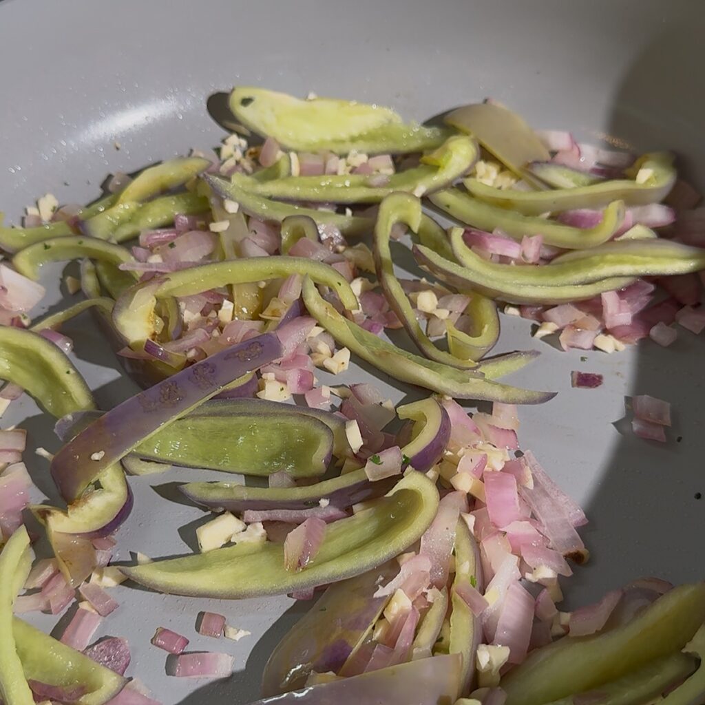 veggies in pan