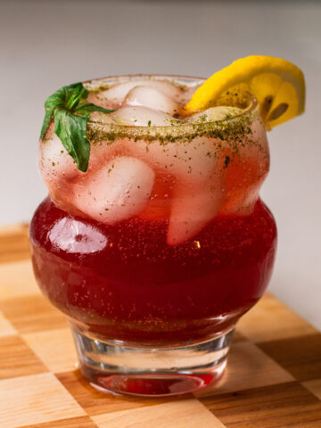 lemon hibiscus spritzer mocktail