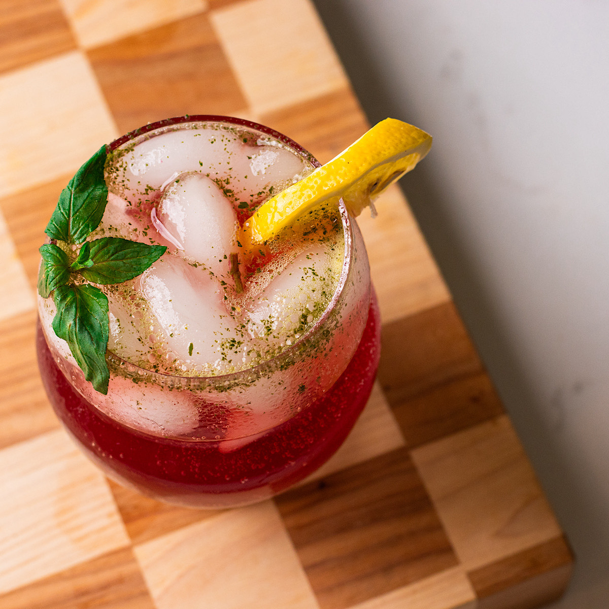 lemon hibiscus spritzer mocktail