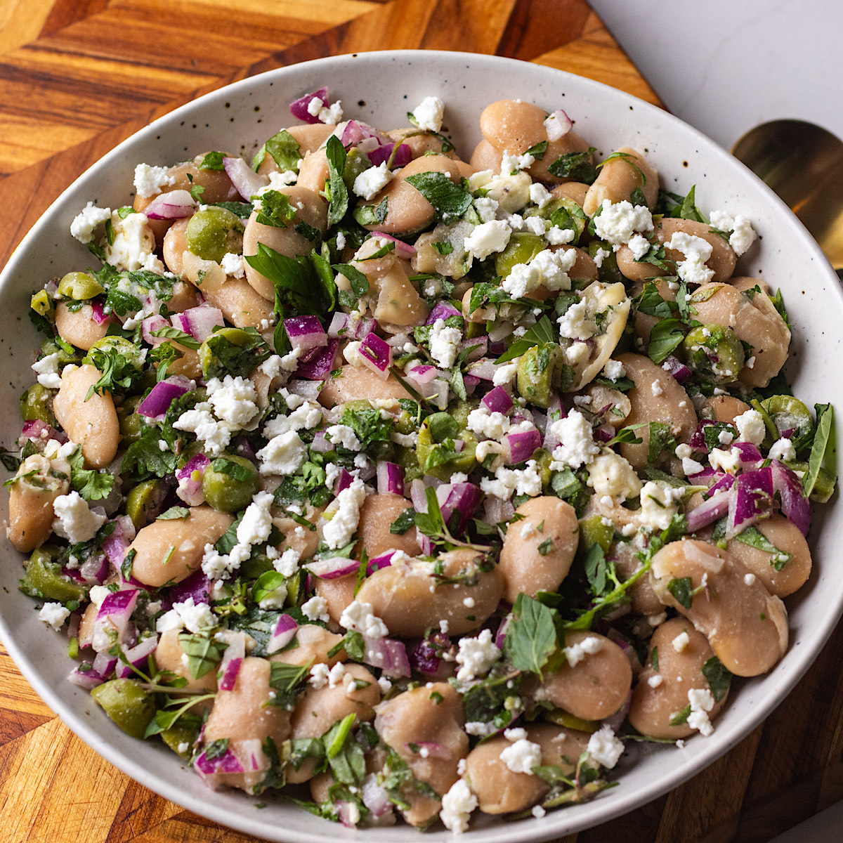 herby butter bean salad with za'atar dressing