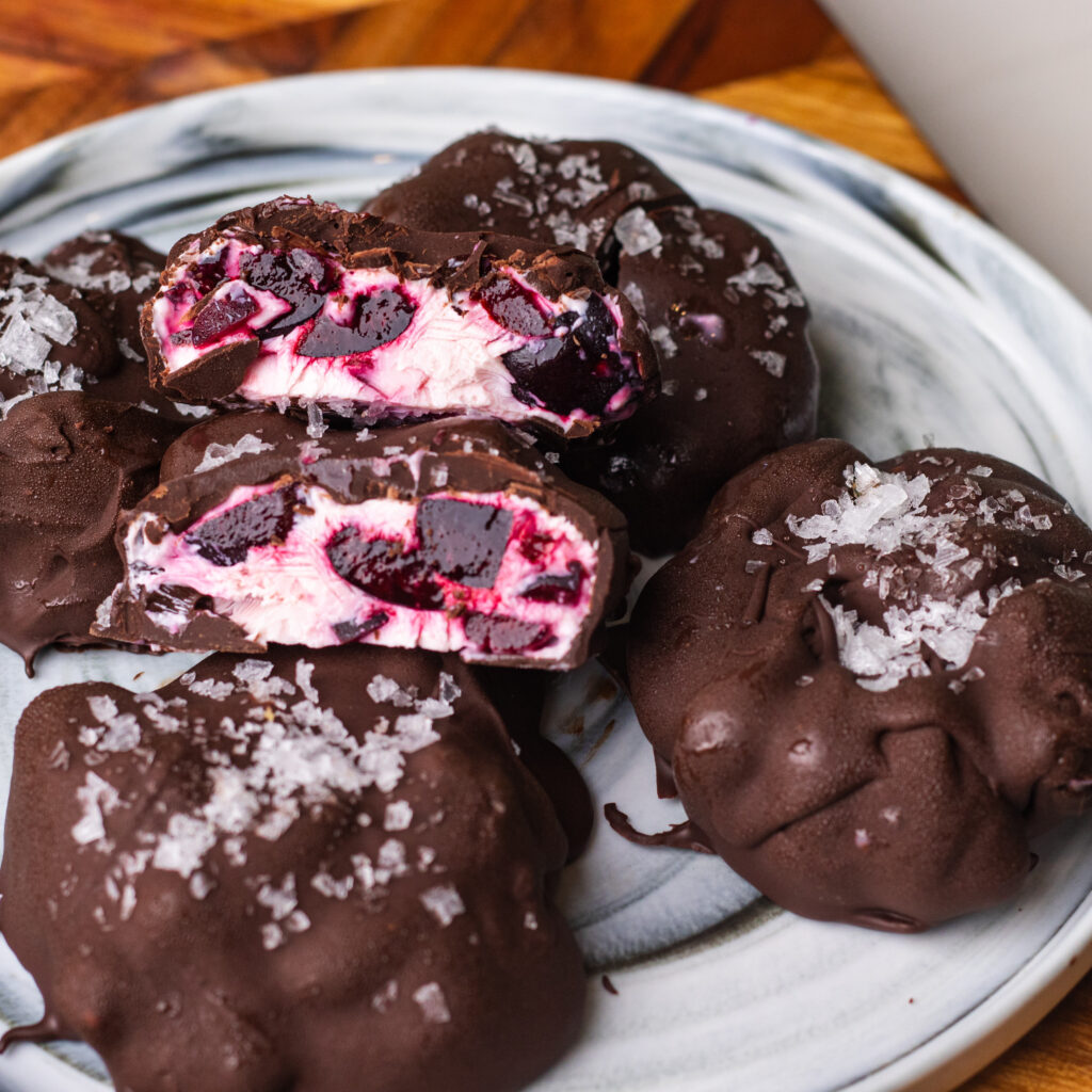 dark chocolate cherry yogurt clusters
