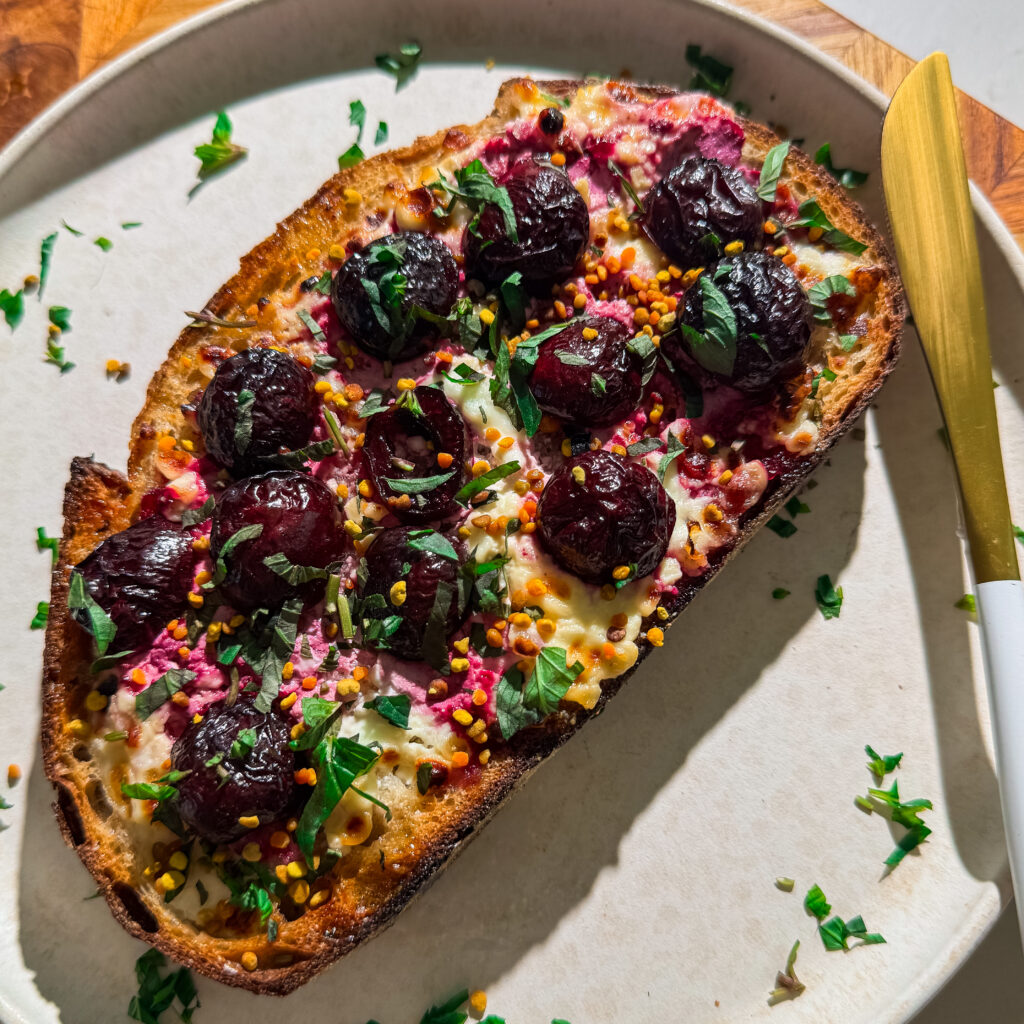 air fryer cherry cottage cheese toast