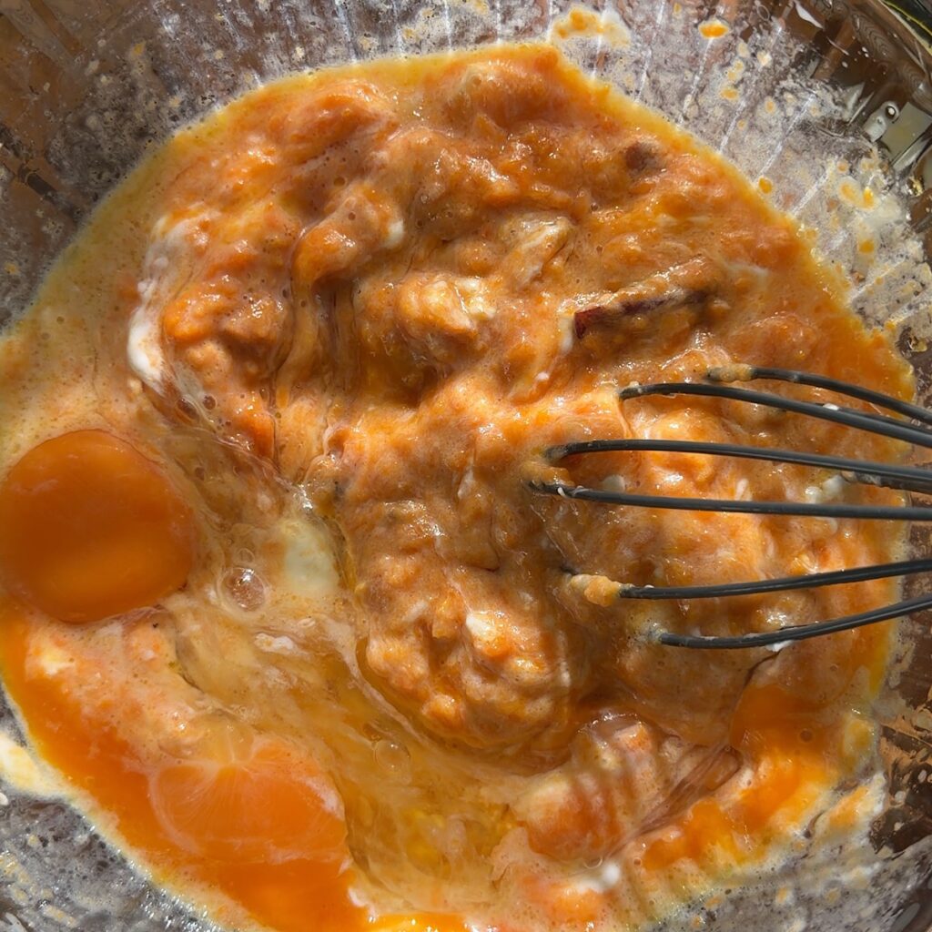 wet ingredients in mixing bowl