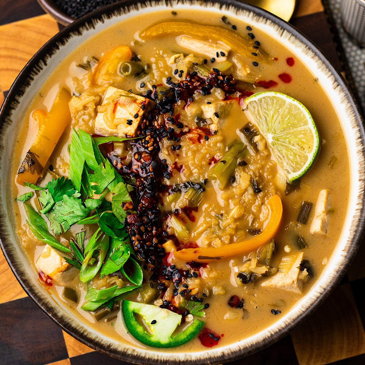 Coconut Lime Tofu Soup With Rice