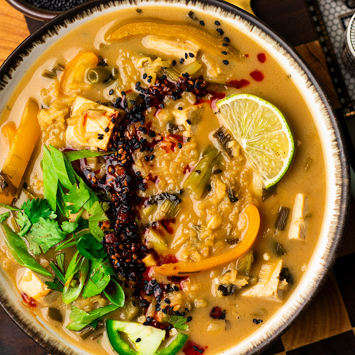 Coconut Lime Tofu Soup With Rice