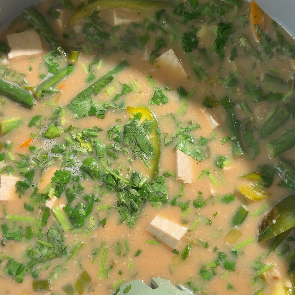 soup simmering in pot