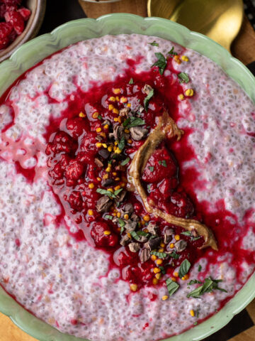 high protein raspberry vanilla chia pudding