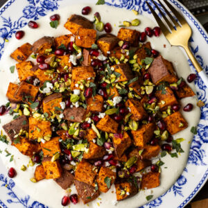 maple roasted sweet potato with whipped feta