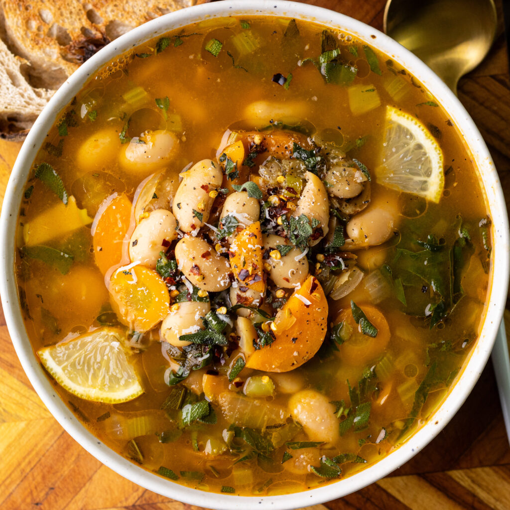 miso parmesan butter bean soup