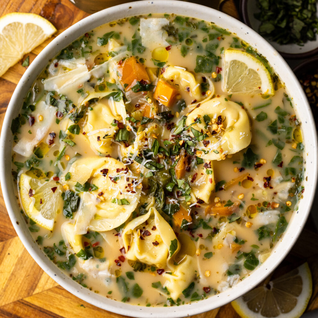 creamy lemon parmesan tortellini soup