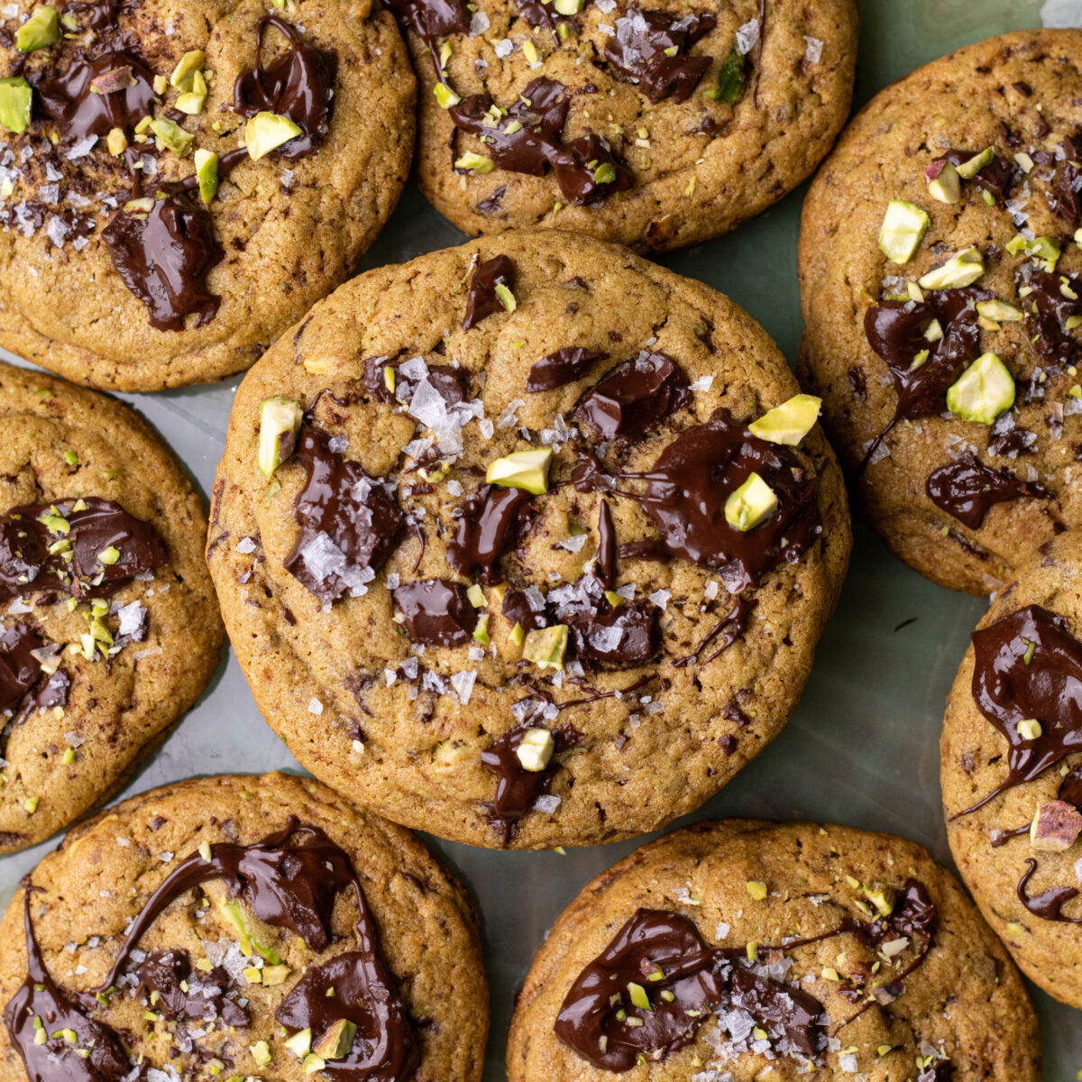 pistachio butter chocolate chip cookies