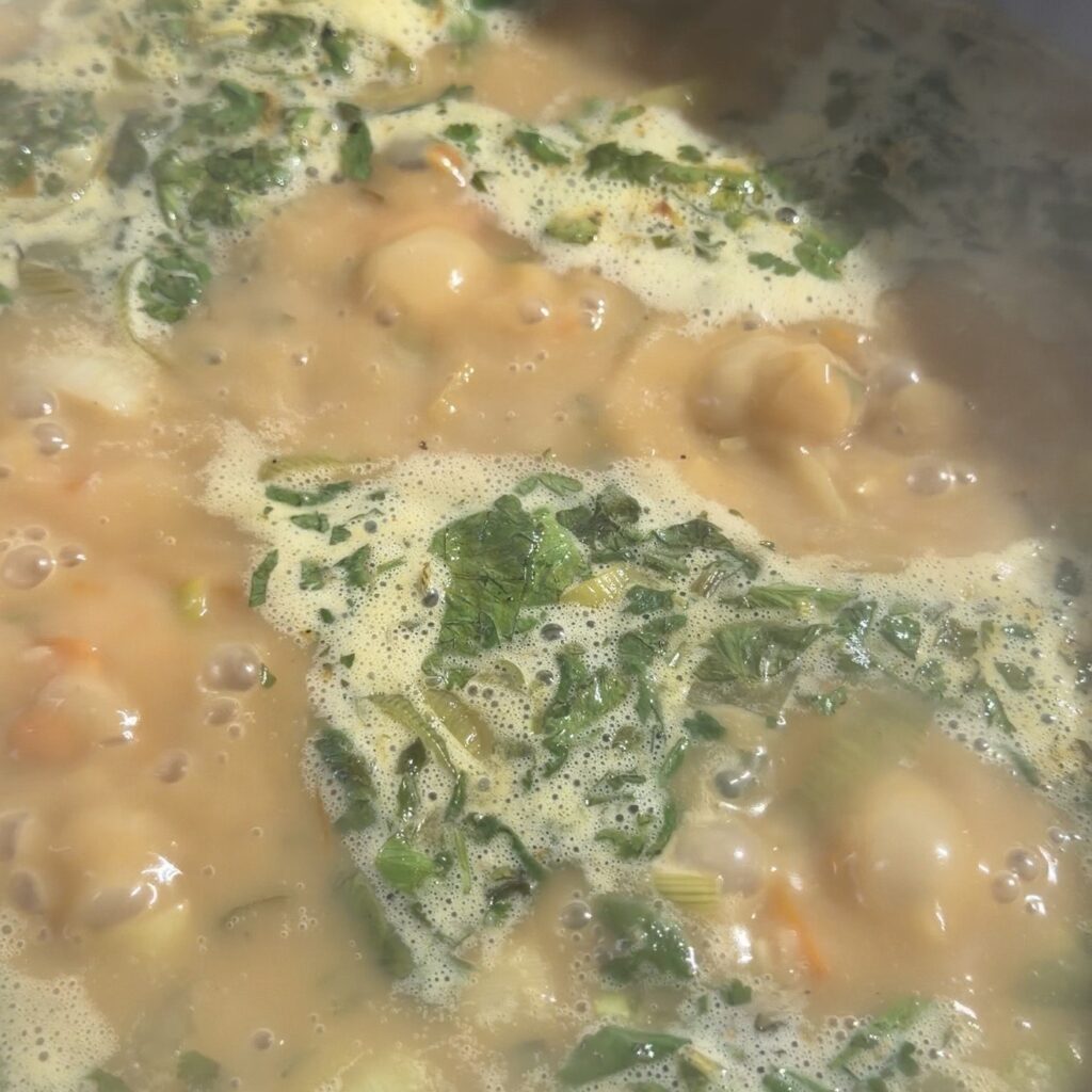 soup simmering in pot