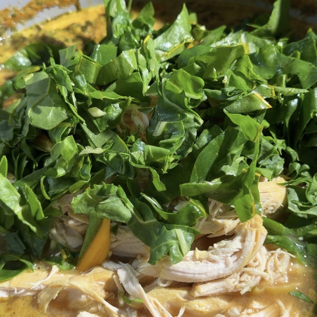 greens in soup