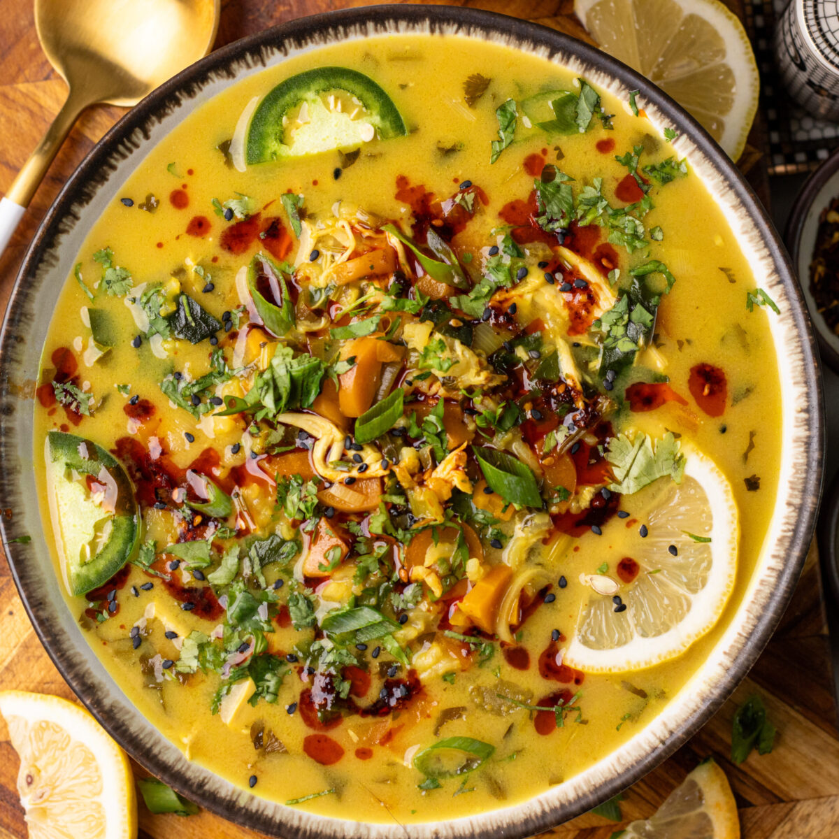 Lemon Coconut Chicken and Rice Soup 