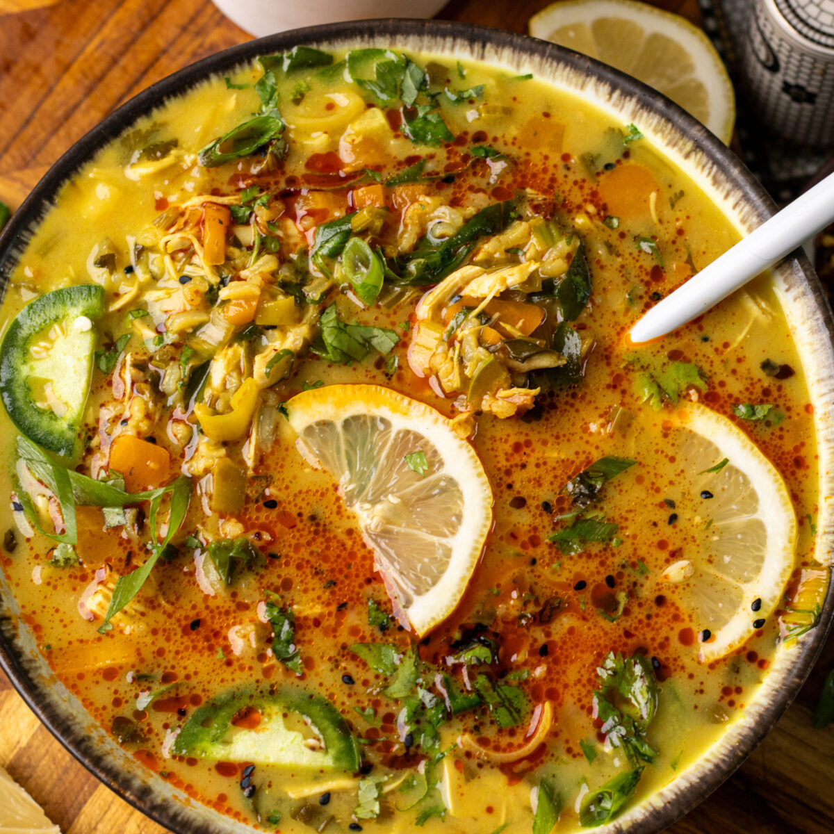 coconut lemon chicken rice soup