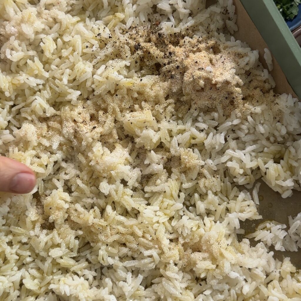 rice on sheet pan