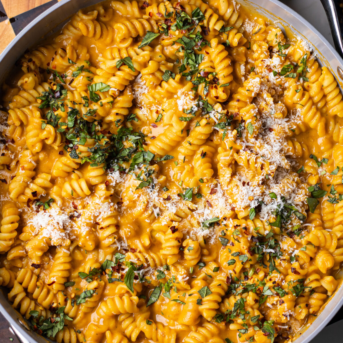 creamy sweet potato ricotta pasta (high protein)