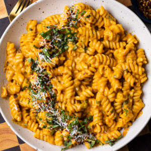 creamy sweet potato and ricotta pasta (high protein)