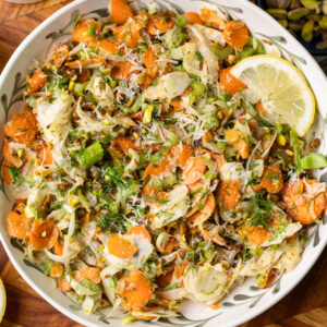 shaved Fennel And Carrot Salad with Lemon Honey Dressing