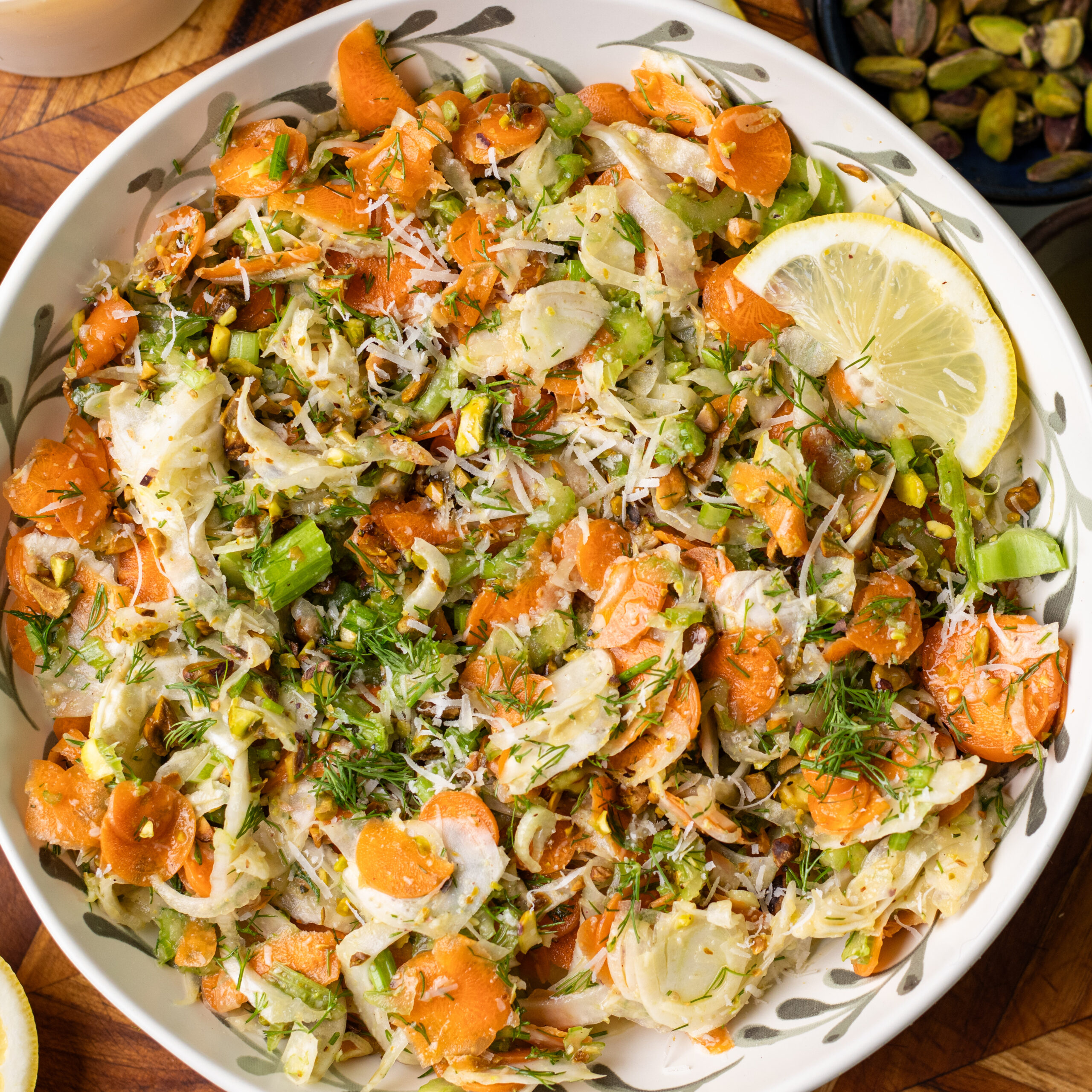shaved Fennel And Carrot Salad with Lemon Honey Dressing 