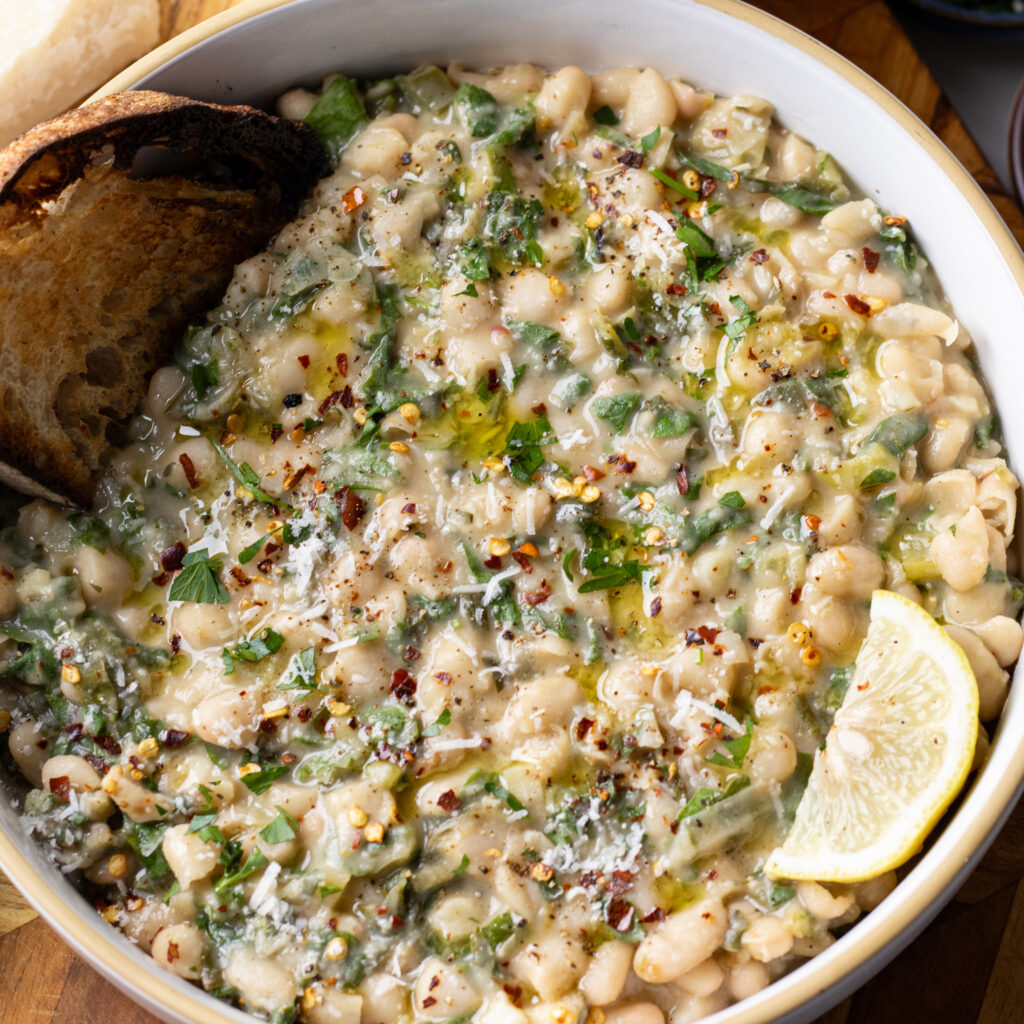 garlic parmesan beans (high protein)