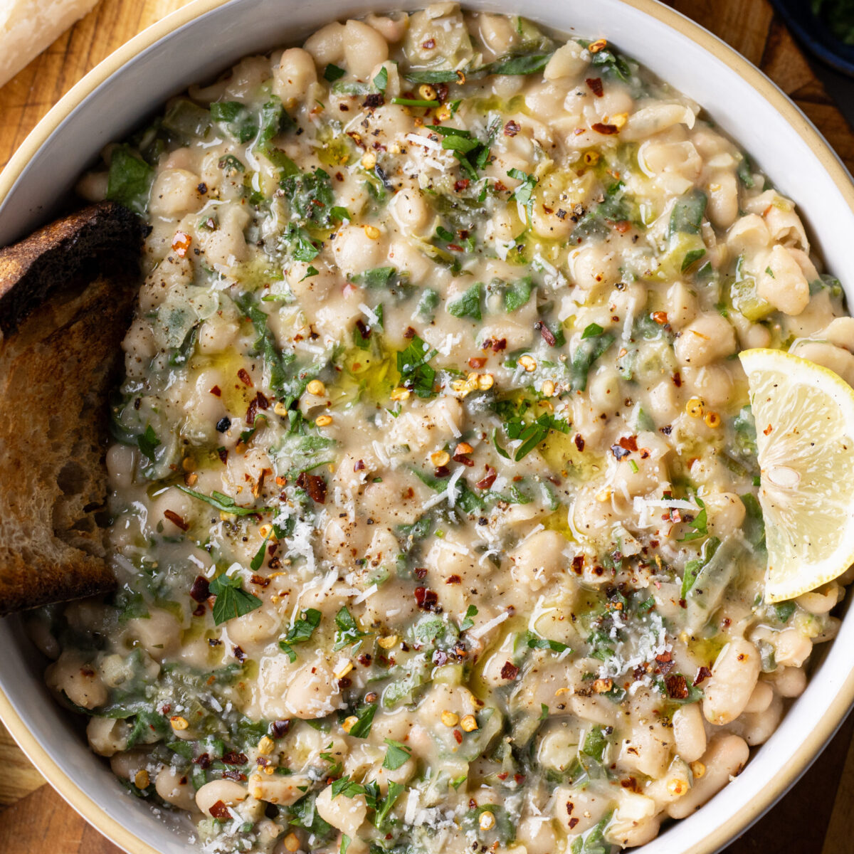 garlic parmesan beans (high protein)