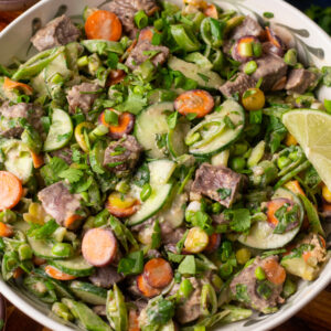 Steak Snap Pea Salad with Miso Sesame Dressing