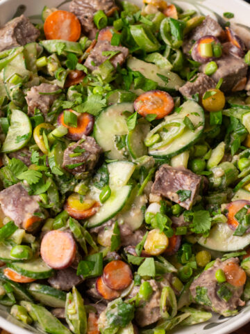 Steak Snap Pea Salad with Miso Sesame Dressing