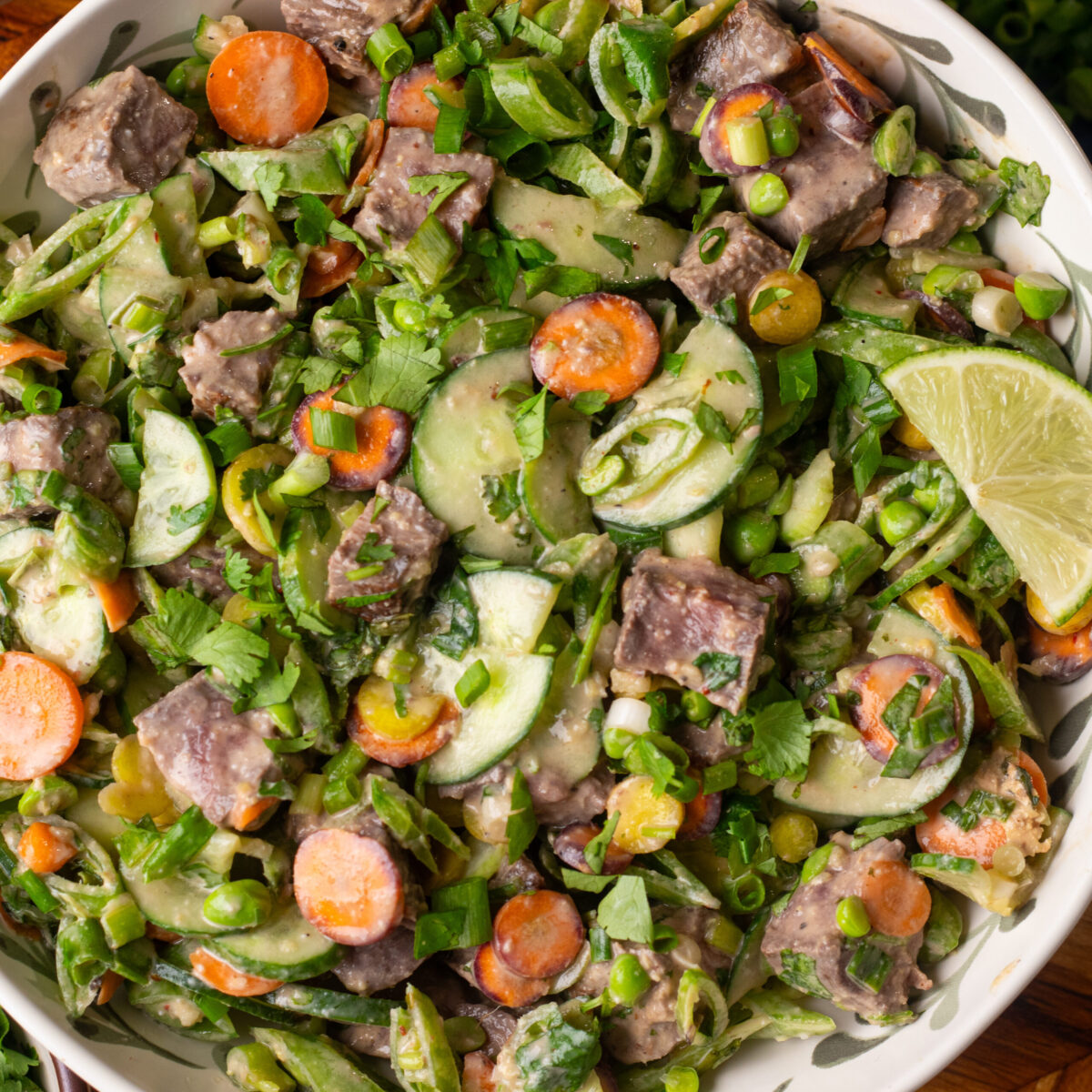 Steak Snap Pea Salad with Miso Sesame Dressing