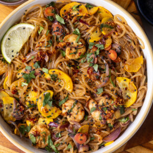 Summer Sesame Honey Shrimp Noodles