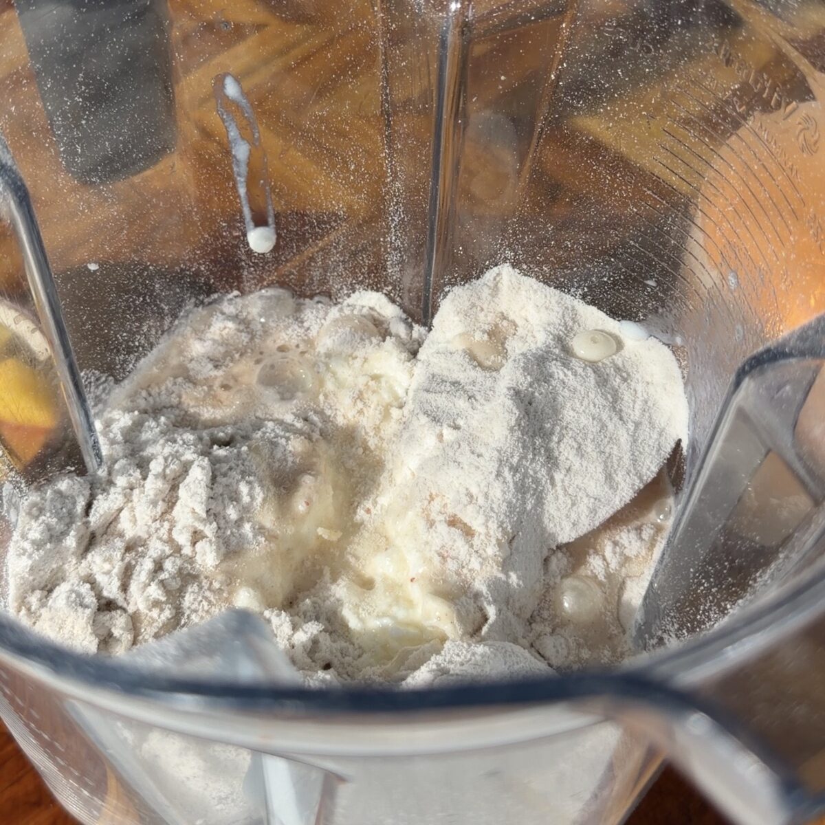 peach mixture in blender