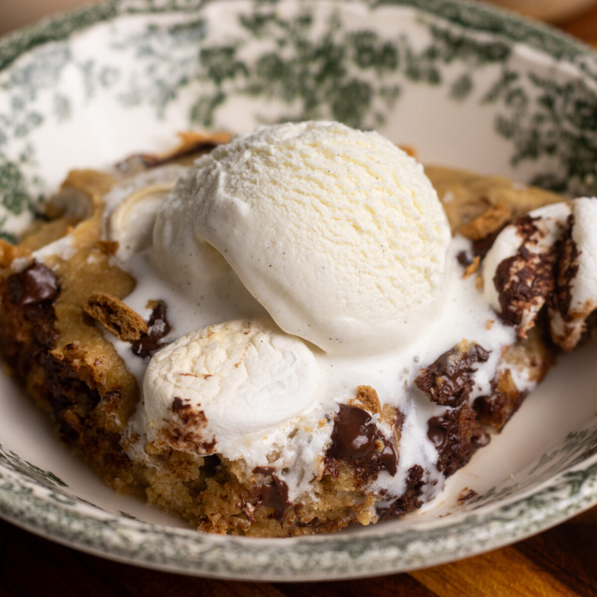 s'mores cottage cheese cookie skillet (high protein)