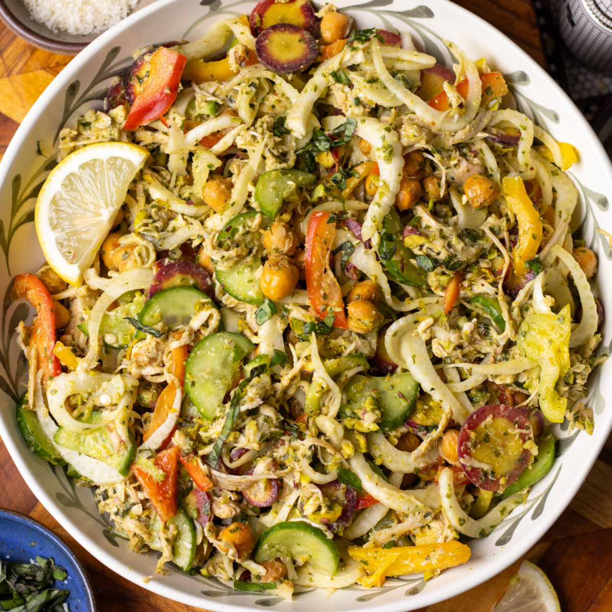 Shaved Summer Veggie Salad with Lemon Basil Dressing