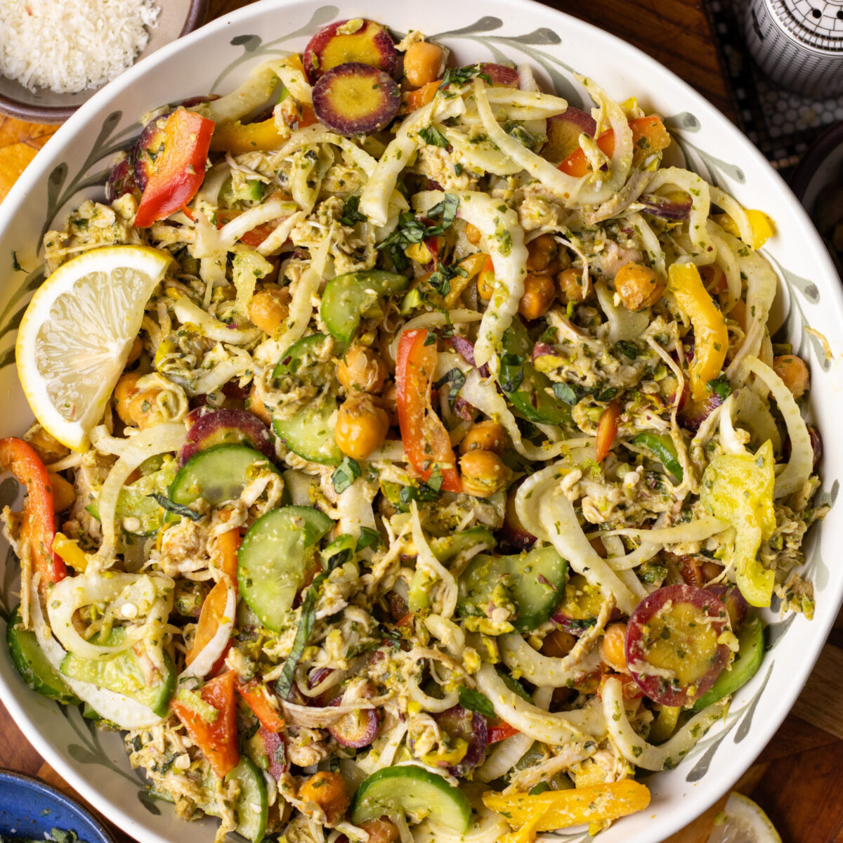 Shaved Summer Veggie Salad with Lemon Basil Dressing