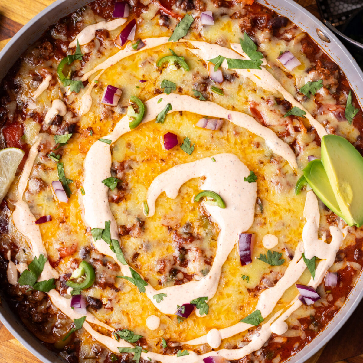 Beef Taco Skillet with Chipotle Yogurt Sauce