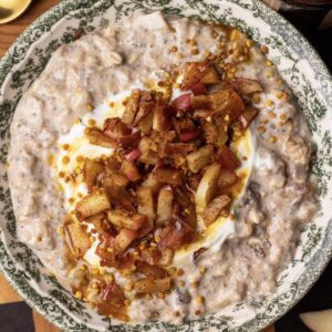 high protein caramel apple overnight oats