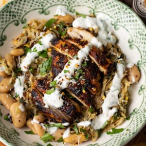 garlic parmesan chicken thighs with beans and cabbage